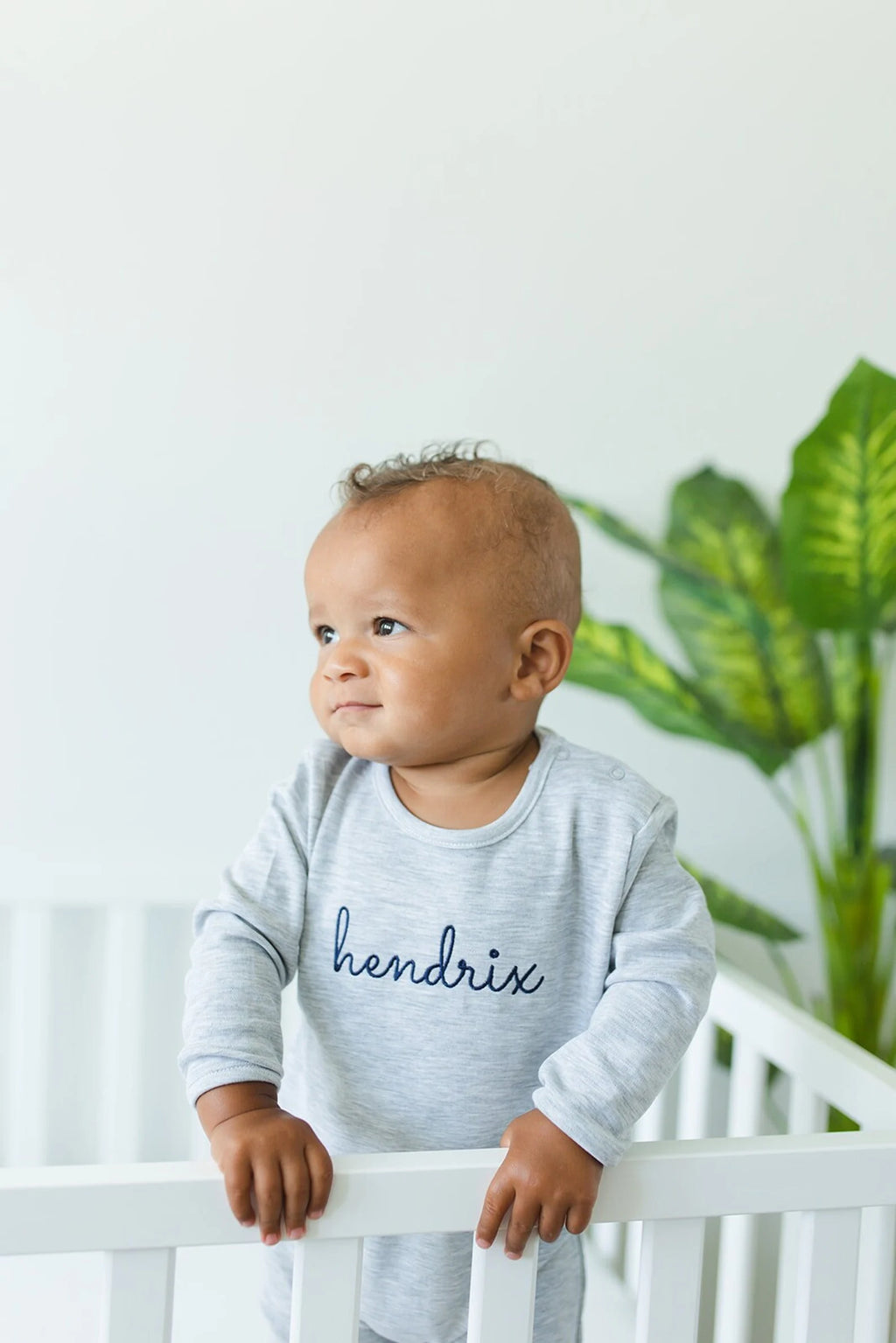 Heather Grey and Navy Romper and Hat